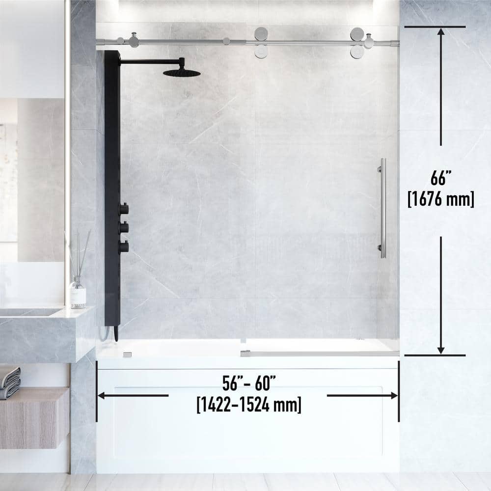 Elan Chrome 60" Frameless Sliding Tub Door with Laminated Glass