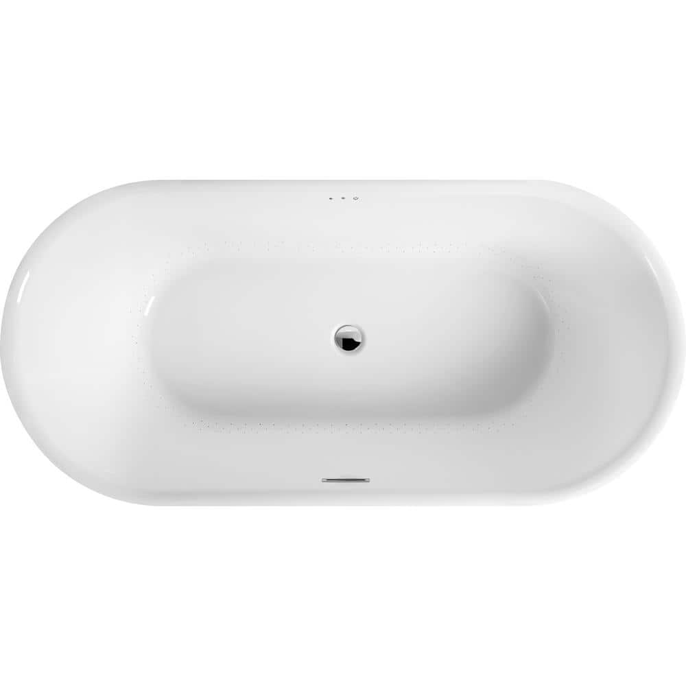 Jericho 67" Glossy White Acrylic Freestanding Jetted Bathtub