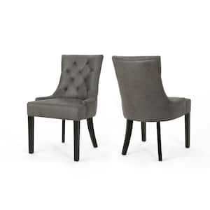 Hayden Traditional Tufted Back Slate Microfiber Dining Chairs (Set of 2)