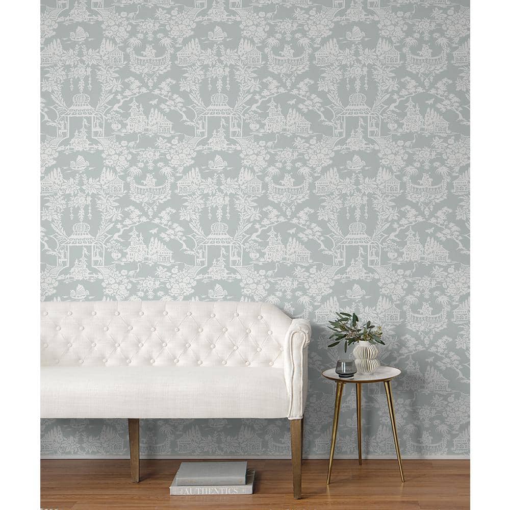 Blue and White Chinoiserie Vinyl Peel & Stick Wallpaper