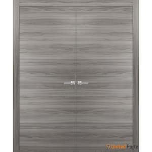 0010 60 in. x 96 in. Flush No Bore Ginger Ash Finished Pine Wood Interior Door Slab with French Hardware