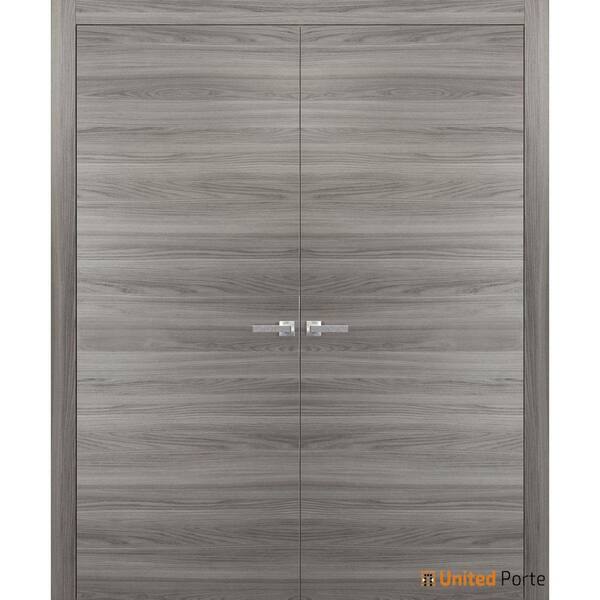 0010 64 in. x 84 in. Flush No Bore Ginger Ash Finished Pine Wood Interior Door Slab with French Hardware