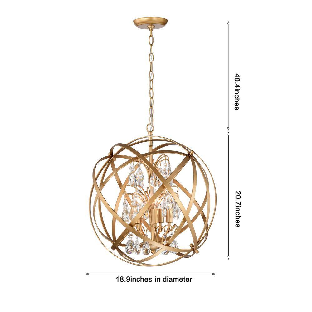 Benita Yellow Gold 5-Light Globe Crystal Chandelier