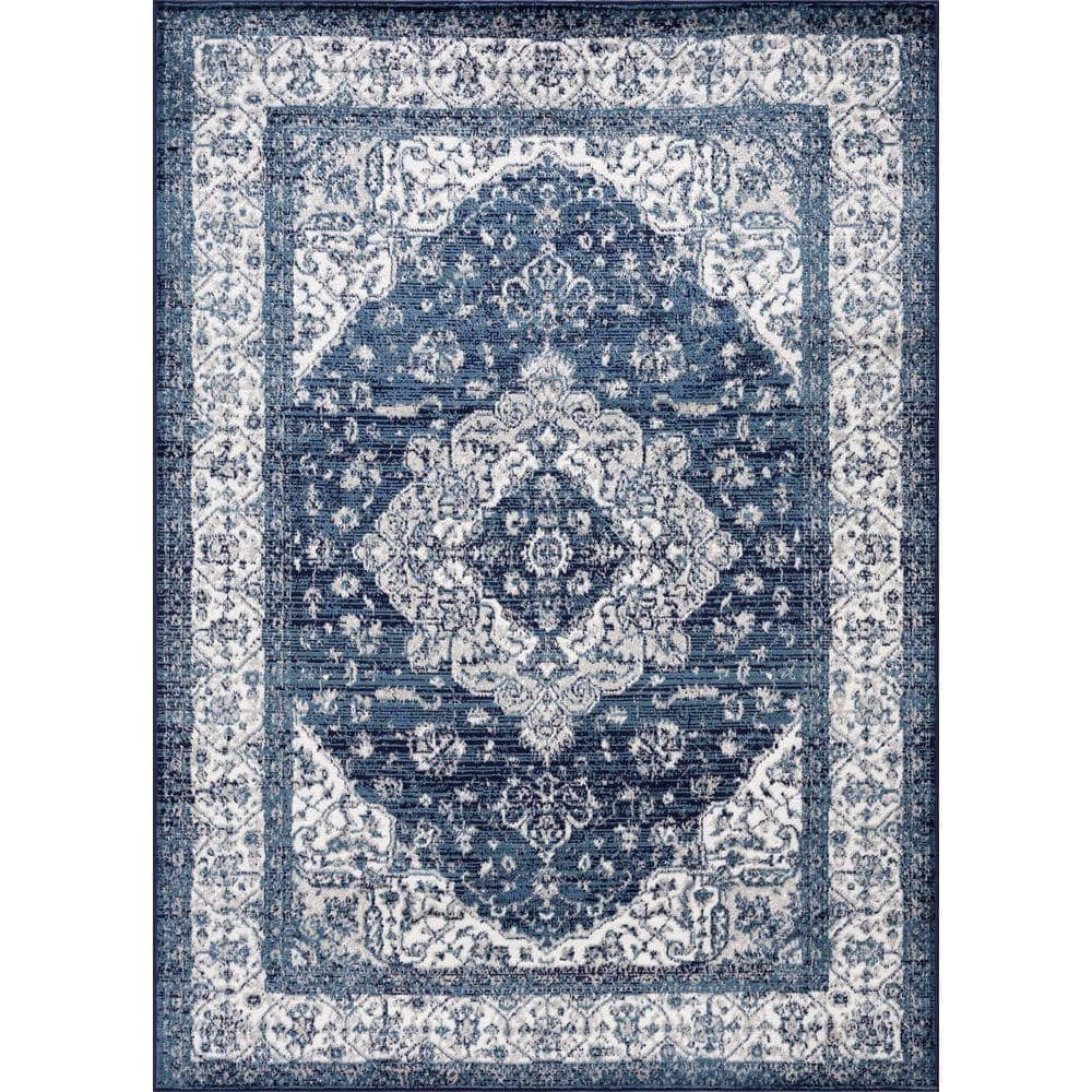 希少 MICHIGAN RUG CO 魚 総柄 S/M Flatwoven Washable Distressed Grey Bordered Rug - Grand