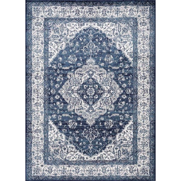 HAUTELOOM Billy Navy Blue 9 ft. x 12 ft. Area Rug