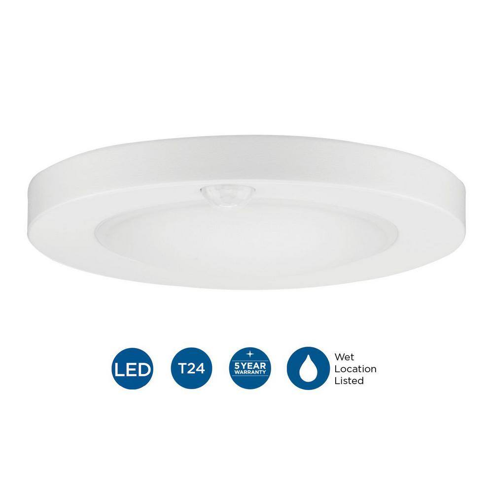 White LED Indoor/Outdoor Drum Flush Mount Light