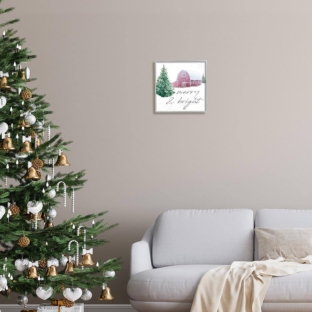 Merry and Bright Snowy Barn Christmas Canvas Print