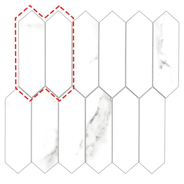 sunwings Carrara White 6 in. x 6 in. Long Hexagon SPC Peel and Stick Backsplash Wall Tile (1-Pack)