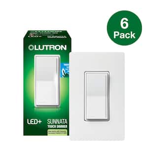 Sunnata Touch Dimmer Switch w/Wallplate, for LED Bulbs, 150W/3 Way or Multi Location, White (STCL-6PKMRW-WH) (6-Pack)
