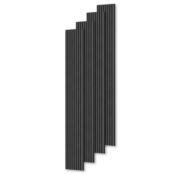 0. 9in. x 1. 05ft. x 7. 87ft. Gray Acoustic SoundAbsorb 3D OverlappingWood Slat Decorative Wall Paneling 4-Pack