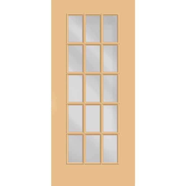 Reliant 36 in. x 80 in. Universal Handing FullLite 15L SDL Clear Glass Jackfruit Finish Fiberglass Front Door Slab