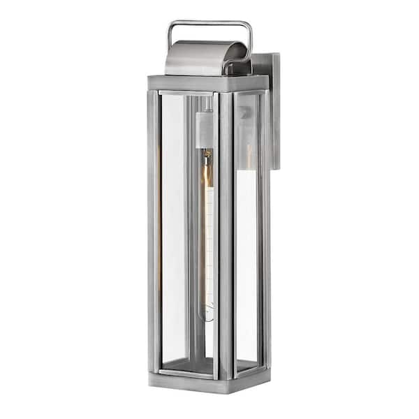 HINKLEY Sag Harbor 1-Light Antique Brushed Aluminum Hardwired Outdoor Wall Lantern Sconce