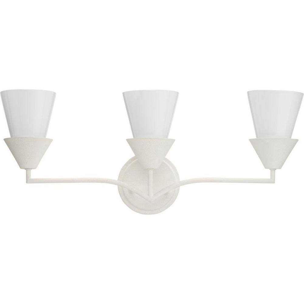 Pinellas White Plaster 3-Light Modern Vanity Fixture