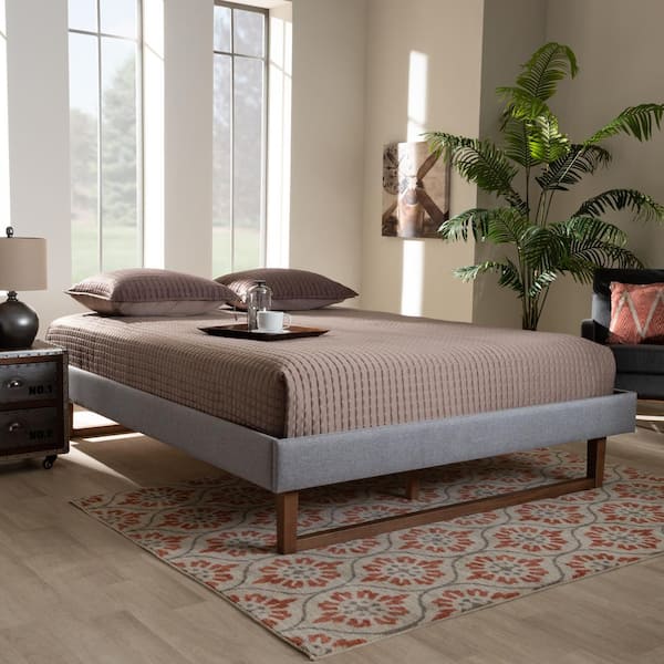 Baxton Studio Liliya Gray and Walnut Full Platform Bed Frame 156