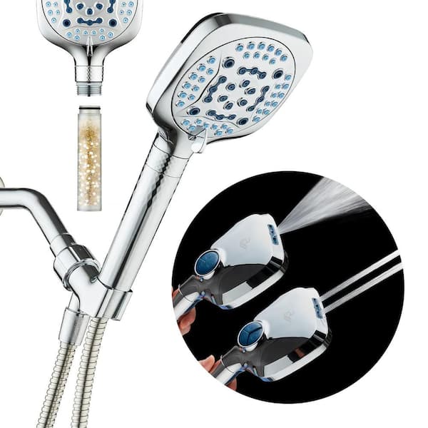 AQUACARE 10-Spray Wall Mount Square Handheld Shower Head with