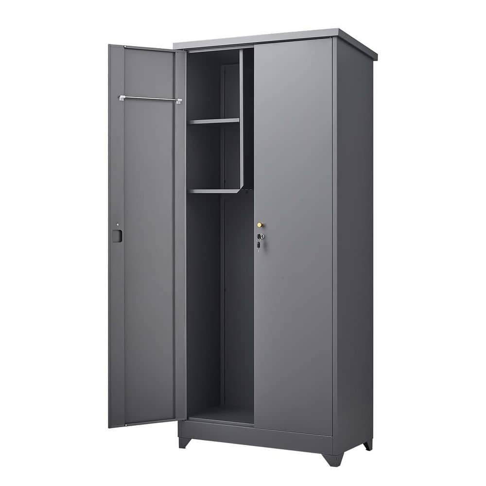 Garden Storage Shed 31.5 in. W x 15.4 in. D x 72.8 in. H Gray Steel ...