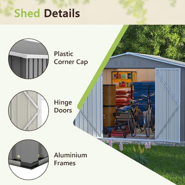 Hohuqeri 10 ft. W x 12 ft. D Metal Storage Shed, With Floor