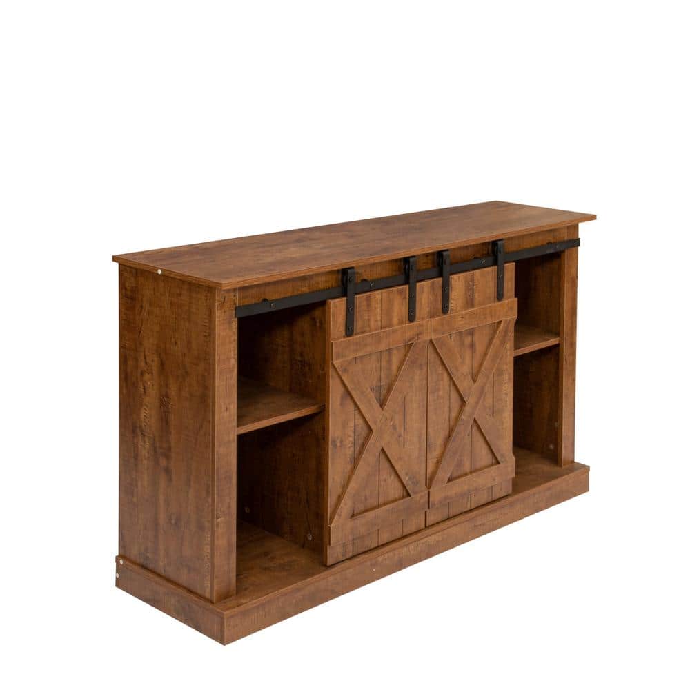 53.9 in. W x 15.5 in. D x 31.9 in. H Bathroom Brown Linen Cabinet