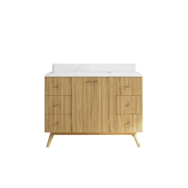 Willow Collections Pasadena Teak 48 in. W x 22 in. D x 36 in. H Single Sink Bath Vanity in Light Teak with 1.5 in. Empira Quartz Top