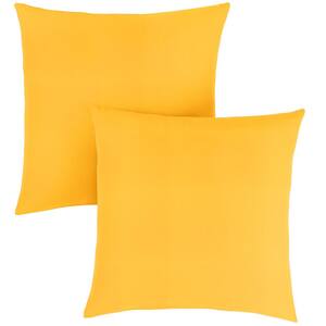 Sorra Home Sunbrella Sunflower Yellow Outdoor Knife Edge Throw Pillows (2-Pack)