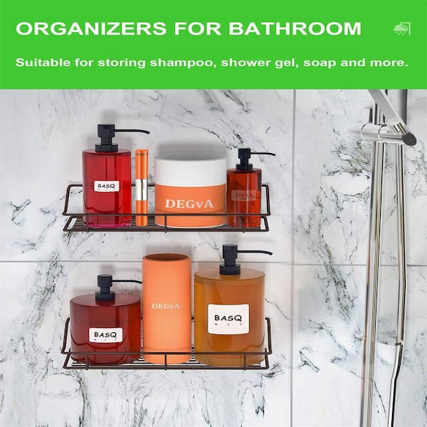 Hot Bathroom Removable Shower Caddy Soap Organizer Chrome Shelf Pole Storage  Holder Without Punching