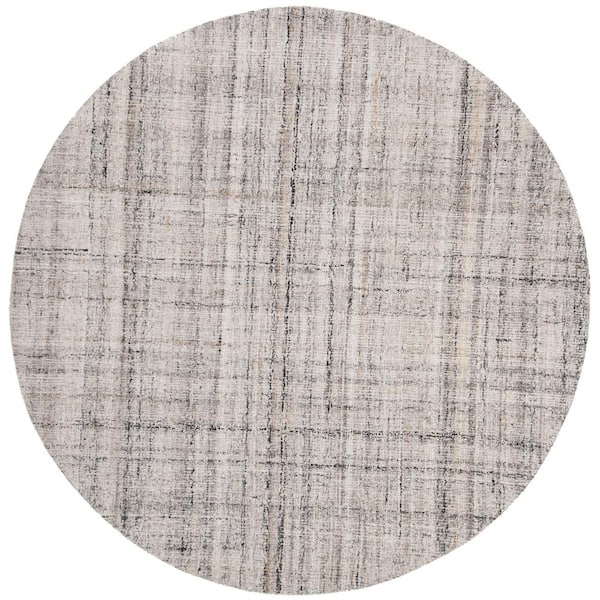 SAFAVIEH Abstract Camel/Black 8 ft. x 8 ft. Striped Round Area Rug