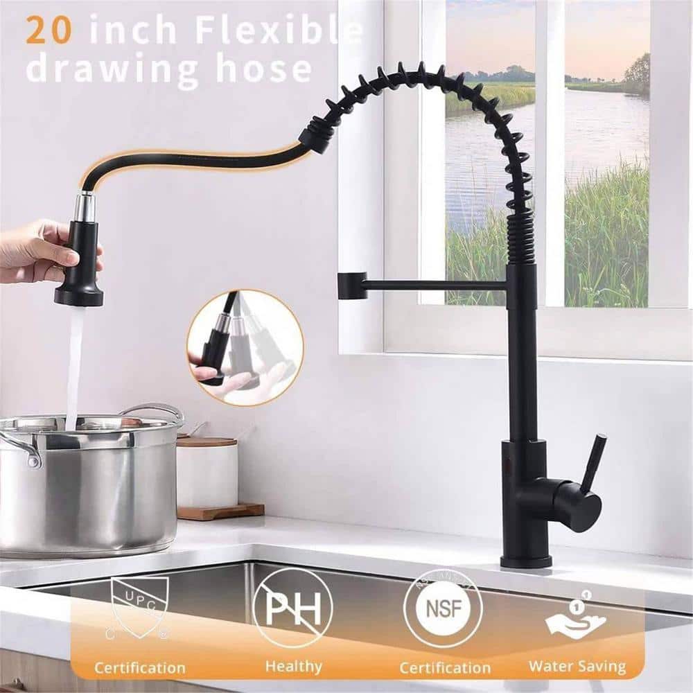 Matte Black Touchless Pull Down Kitchen Faucet with Spray