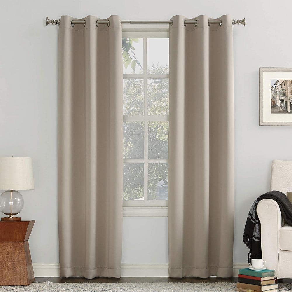 Stone Blackout Faux Silk Grommet Curtain Panel, 40" x 95"
