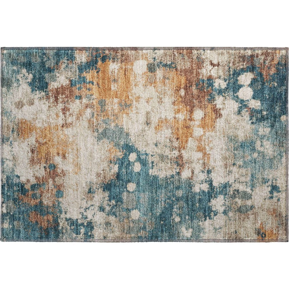 Mayfield Premium Machine Washable Abstract AMF2114 Teal 2 ft. x 3 ft. Accent Rug price history on PriceWatchPro
