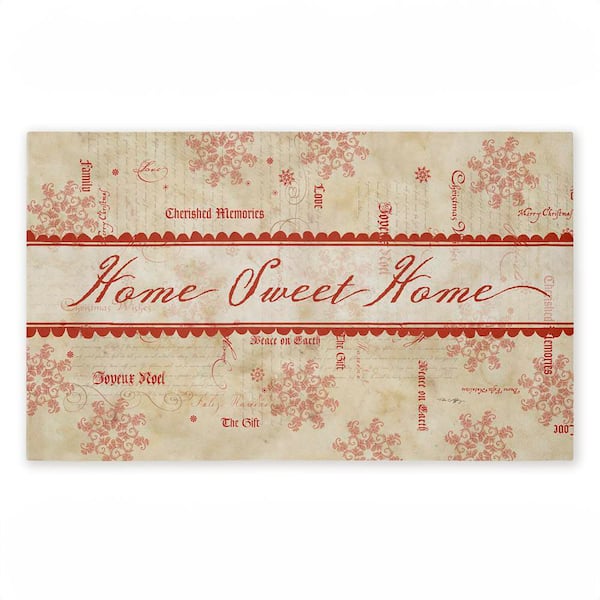 Vintage Holiday Traditions Beige 18 in. x 30 in. Polyester Non-Slip Outdoor Door Mat