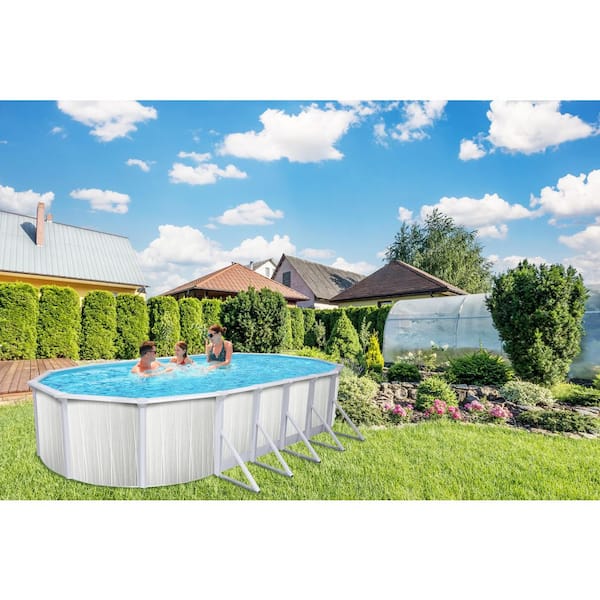 Marion 12 ft. x 18 ft. Oval 52 in. Deep Hard Sided Starter Pool Package