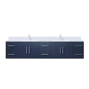 Geneva 84 in. W x 22 in. D Navy Blue Double Bath Vanity, Cultured Marble Top, and Faucet Set