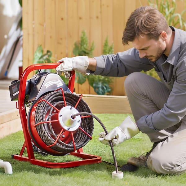75 ft. x 1/2 in. Drain Cleaning Machine 370-Watt Electric Drain Auger, Portable Sewer Snake Auger Cleaner with Cutters