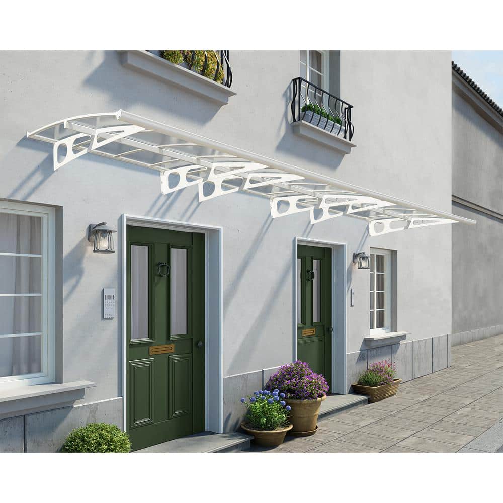 Bordeaux 5 ft. x 22 ft. White/Clear Door and Window Fixed Awning