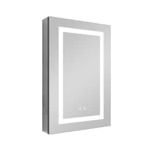 20 in. W x 30 in. H Rectangular Silver Aluminum Recessed/Surface Mount Medicine Cabinet with Mirror and Dimmable