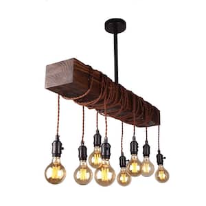 8-Light Brown Pendant with Down Rod Mounted