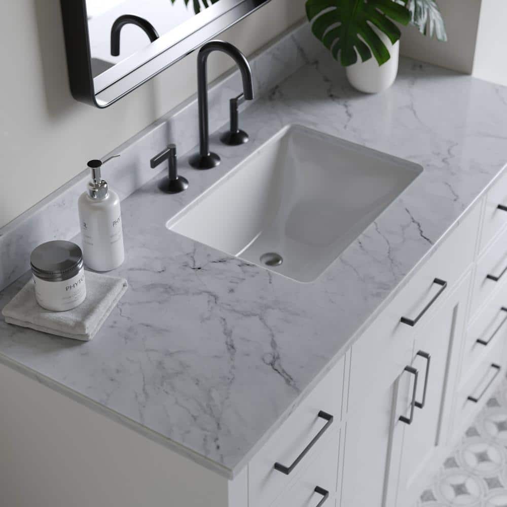 Hepburn 49" White Marble Top Single Basin Vanity Set