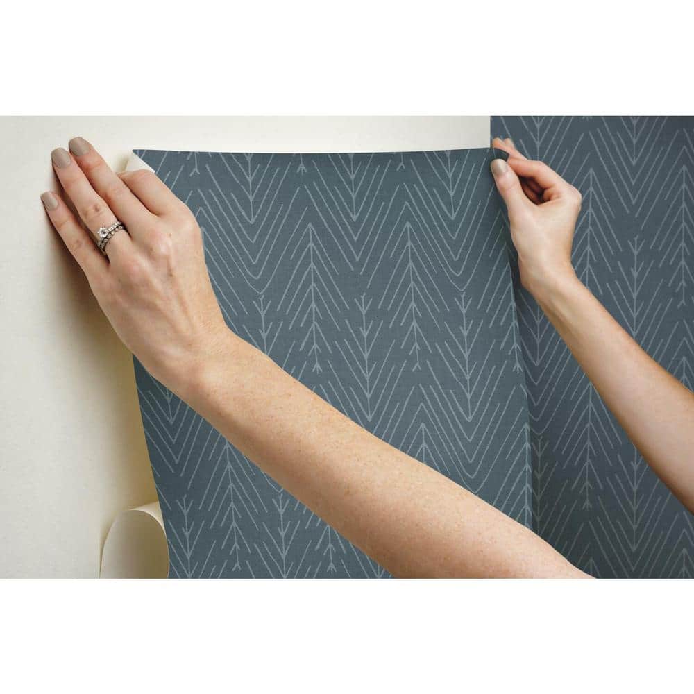 Navy and Gray Chevron Peel & Stick Wallpaper Roll