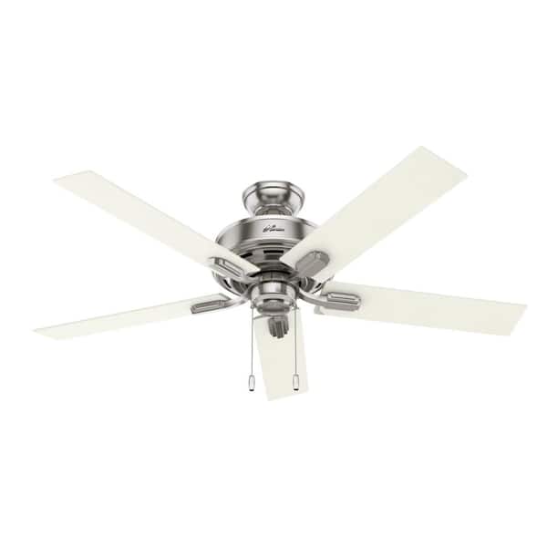 Led Indoor Brushed Nickel Ceiling Fan, Nickel Ceiling Fan With White Blades
