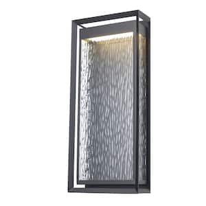 Steelwater 23 in. Black Integrated LED Outdoor Wall Light Fixture with Clear Water Glass