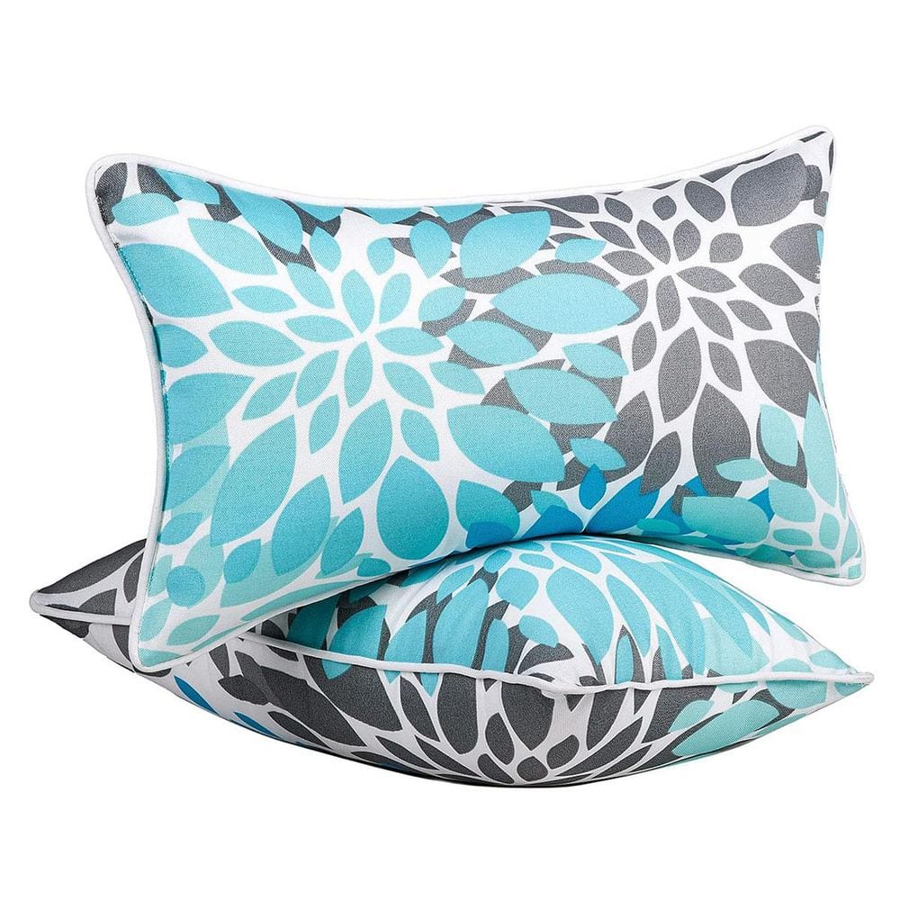 Outdoor Lumbar Pillows Waterproof (Set-2) Outdoor Pillows with Insert Included 12x20 Inch ...