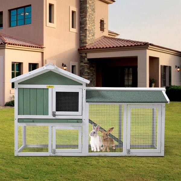 2 Storey wood Rabbit bunny Hutch Cage House Coop Cage Water Resistant w/ TRAY 