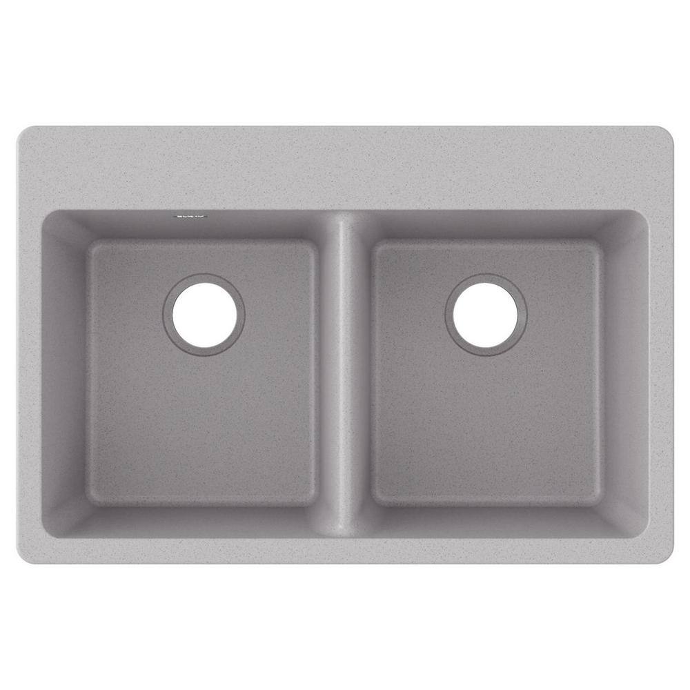 Greystone Quartz Double Bowl Drop-In Kitchen Sink