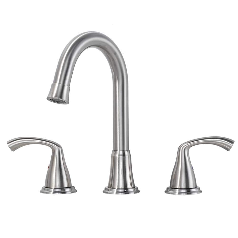 8 in. Widespread Double Handle Bathroom Faucet with Pop-up Drain Included in Brushed Nickel price history on PriceWatchPro