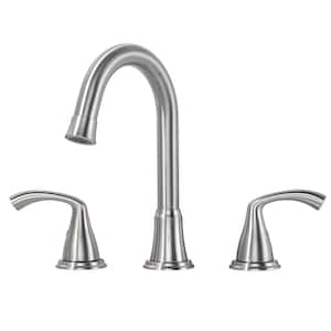 8 in. Widespread Double Handle Bathroom Faucet with Pop-up Drain Included in Brushed Nickel