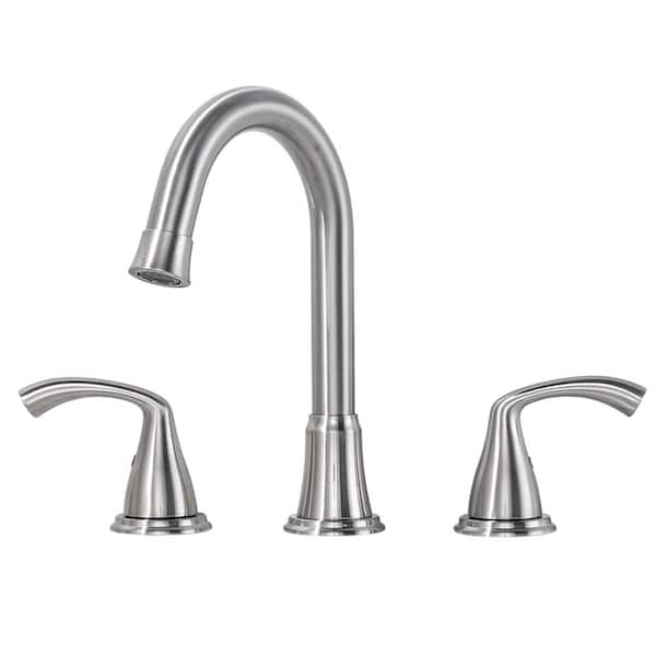 AVITAS 8 in. Widespread Double Handle Bathroom Faucet with Pop-up Drain Included in Brushed Nickel