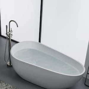 2-Handle Floor Mount Freestanding Tub Faucet Bathtub Filler with Hand Shower in Brushed Nickel