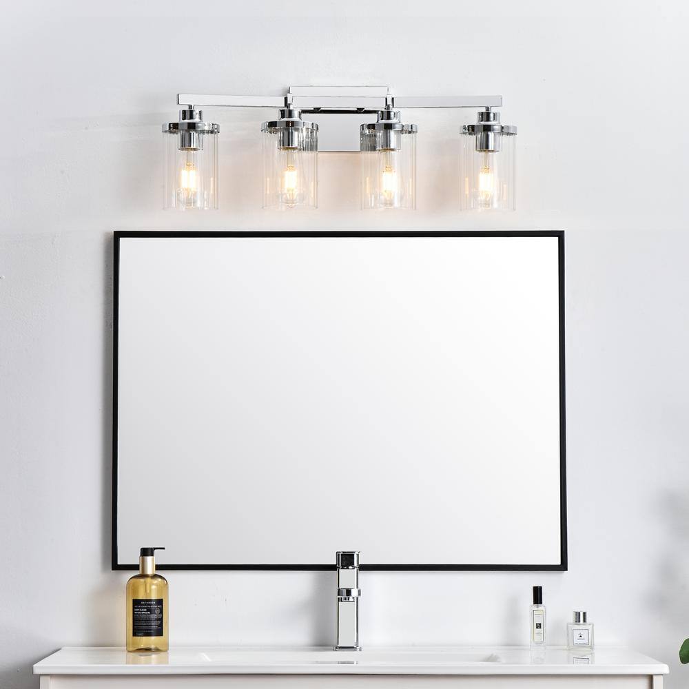 Dariela 4-Light Chrome and Clear Glass Vanity Light