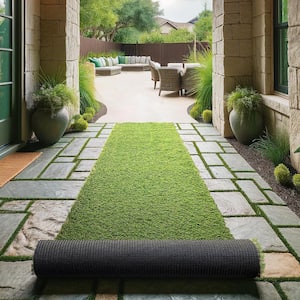 Evergreen Collection Waterproof Solid 3x15 Indoor/Outdoor 2 ft. x 15 ft. ., Green Artificial Grass Runner Rug