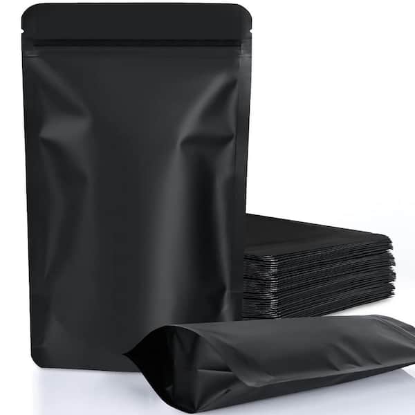 Unbranded 3.5 x 5.1 Resealable Stand Up Bags Smell Proof Foil Pouch Black 100 Pack